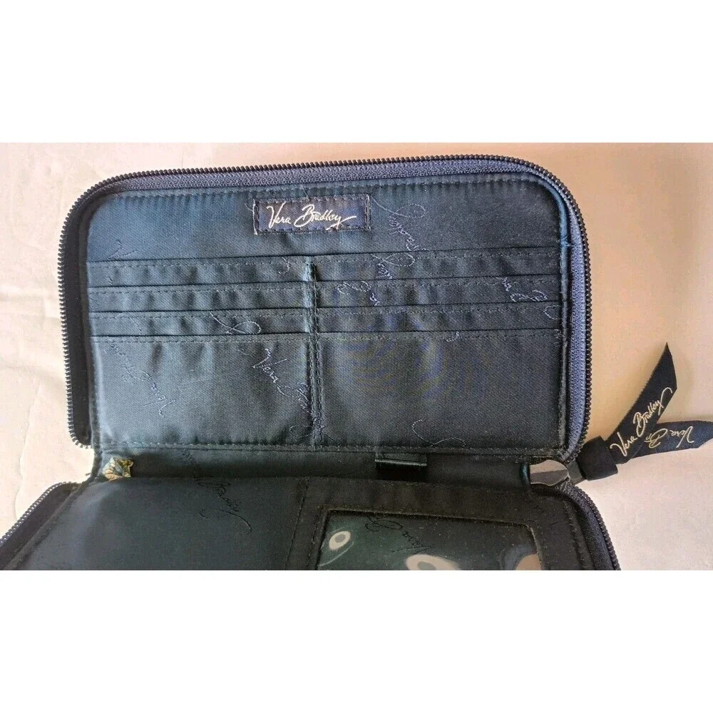 Vera Bradley Quilted Wallet Retired Hannah Pattern Blue Green Paisley - Picture 3 of 6